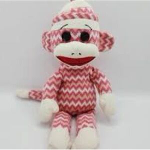 TY BEANIE BABIES BUDDIES -SOCKS the SOCK monkey pink zig zag stuffie